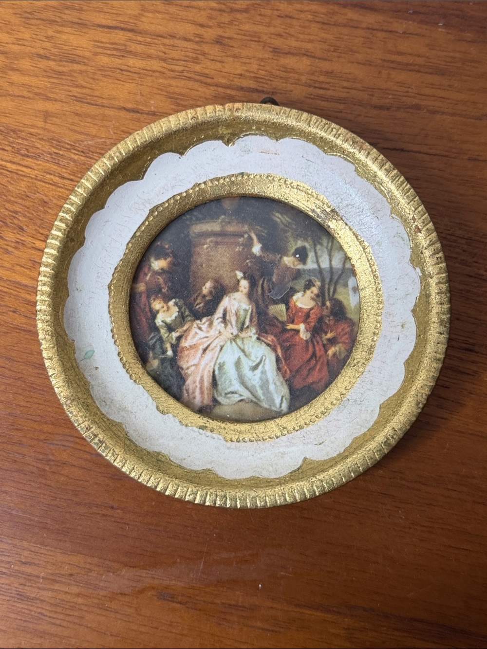 Vintage Italian Florentine Miniature Art Plaques Gilded Gold Ladies Italy